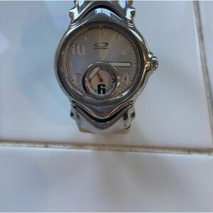 Oakley Silver Stainless Steel Watch with Subdial